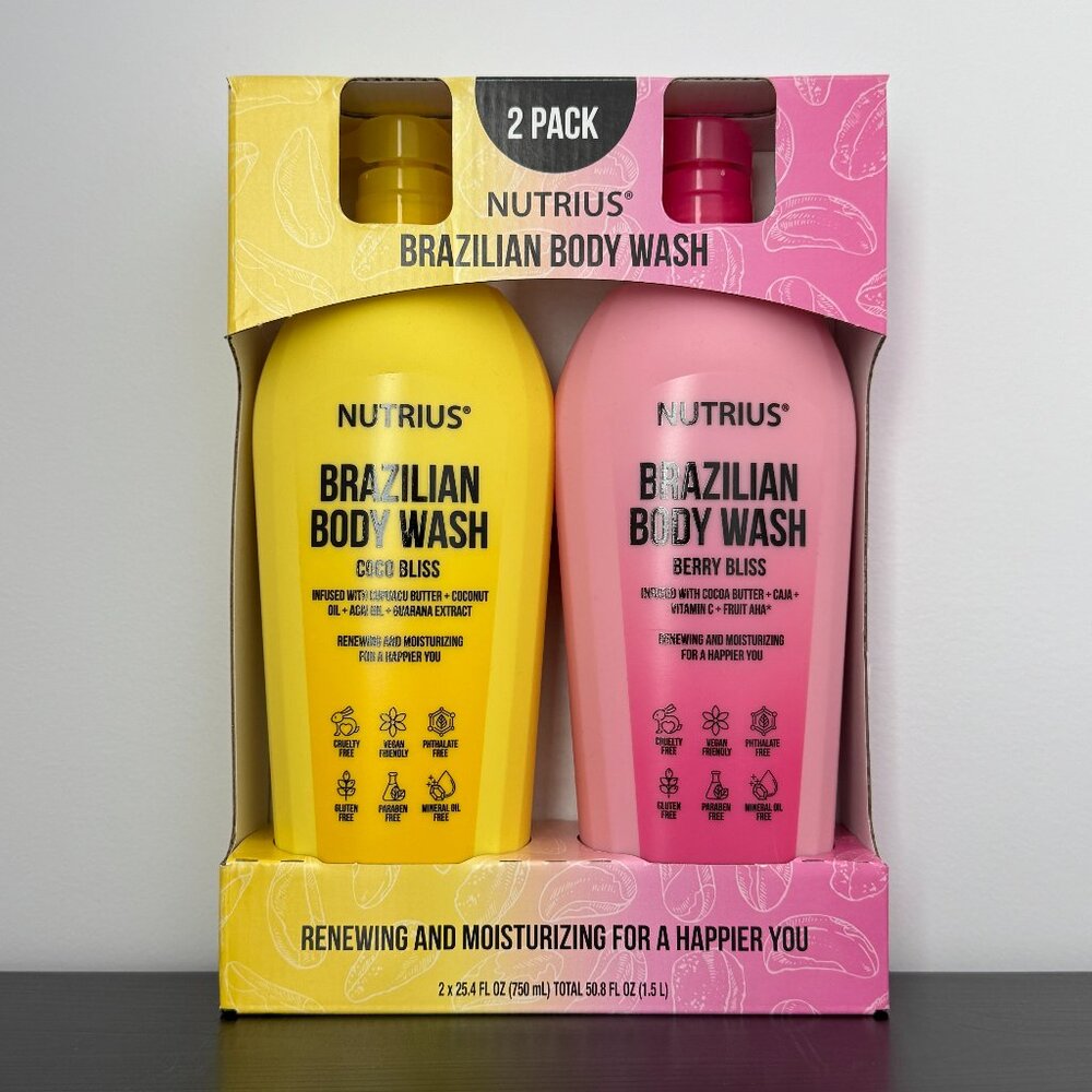 Nutrius Brazilian Body Wash Duo 2-pack - Coco Bliss and Berry Bliss